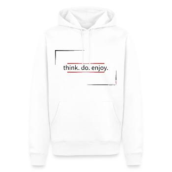 think.do.enjoy - Sweat à capuche Premium bio Homme - blanc - Devant - Nico (187cm)