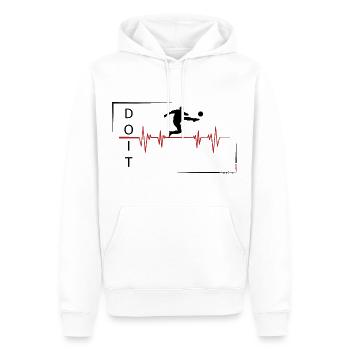 Fußballer - Puls - Männer Premium Bio Hoodie - Weiß - Vorne - Nico (187cm)