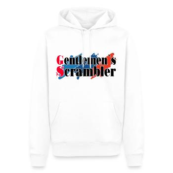 Biker Motorrad Boxer Abenteuer Gentlemen Scrambler - Männer Premium Bio Hoodie - Weiß - Vorne - Nico (187cm)