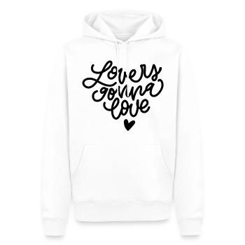 Lovers gonna love monoline lettering - Men’s Premium Organic Hoodie - white - Front - Nico (187cm)
