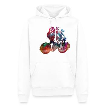 Cyclisme Vélo Sport Art #cycling #sport - Sweat à capuche Premium bio Homme - blanc - Devant - Nico (187cm)