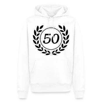 50.Geburtstag ,50 Jahre Jubiläum Lorbeerkranz (25) - Männer Premium Bio Hoodie - Weiß - Vorne - Nico (187cm)
