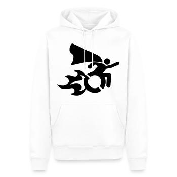 im Rollstuhl mit Flammen # - Männer Premium Bio Hoodie - Weiß - Vorne - Nico (187cm)
