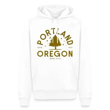 Logo d’arbre vintage à Portland, Oregon - Sweat à capuche Premium bio Homme - blanc - Devant - Nico (187cm)