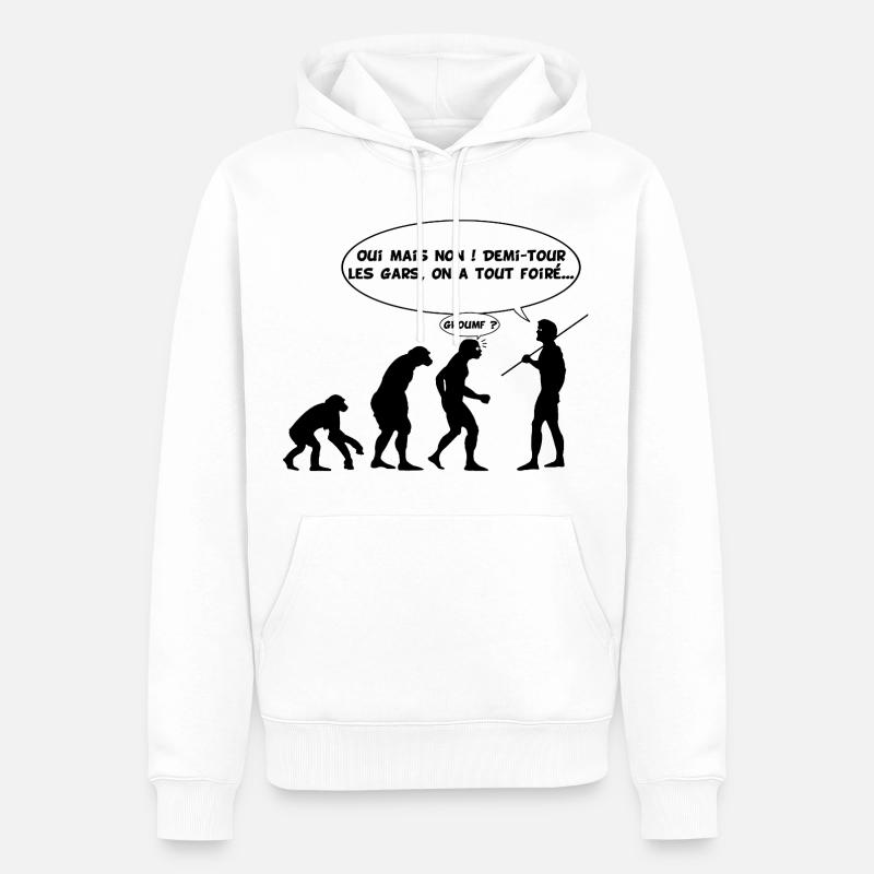 Erreur d'évolution (noir) - Sweat à capuche Premium bio Homme - blanc