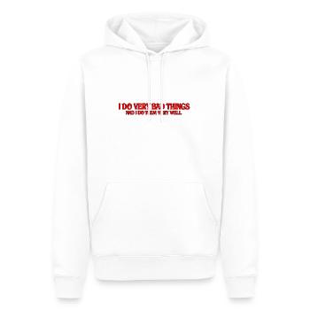I Do Very Bad Things – Typo Rouge - Sweat à capuche Premium bio Homme - blanc - Devant - Nico (187cm)