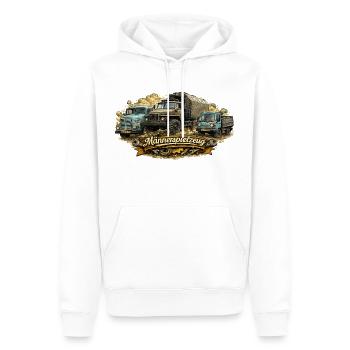 Vintagetrucks und Banner  - Männer Premium Bio Hoodie - Weiß - Vorne - Nico (187cm)