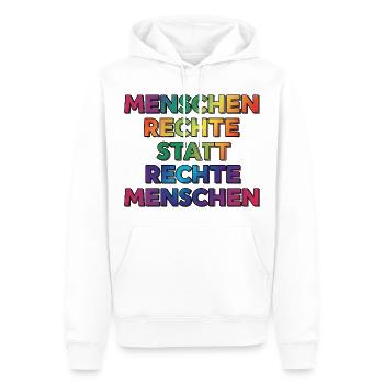 Cooles Regenbogen Motiv gegen Rechts & Fans - Männer Premium Bio Hoodie - Weiß - Vorne - Nico (187cm)
