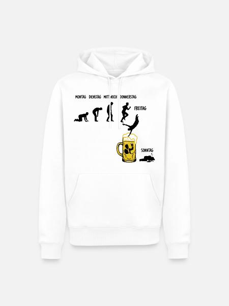 Bier Woche | Evolution | Bierglas | Saufen - Männer Premium Bio Hoodie - Weiß
