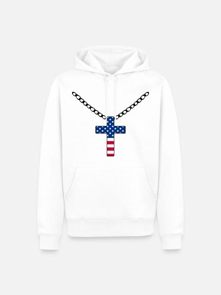 USA Flagge mit Kreuz - Männer Premium Bio Hoodie - Weiß