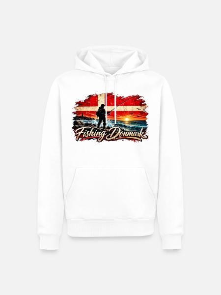 Fischen Dänemark Sonnenuntergang - Männer Premium Bio Hoodie - Weiß