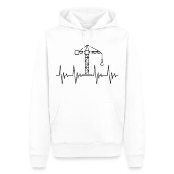 Kran schwarz Herzschlag Baufahrzeuge - Männer Premium Bio Hoodie - Weiß - Vorne - Nico (187cm)