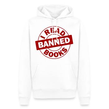 J’ai lu des livres interdits 34 - Sweat à capuche Premium bio Homme - blanc - Devant - Nico (187cm)