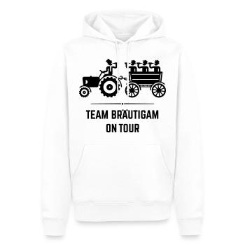 Team Bräutigam On Tour Mit Trecker (JGA / Black) - Männer Premium Bio Hoodie - Weiß - Vorne - Nico (187cm)