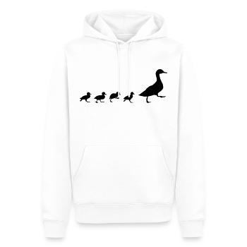 Enten, Ente mit 4 Küken - Männer Premium Bio Hoodie - Weiß - Vorne - Nico (187cm)