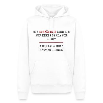 Schwäbische Umfrage: Wie schwäbisch bist du? - Männer Premium Bio Hoodie - Weiß - Vorne - Nico (187cm)