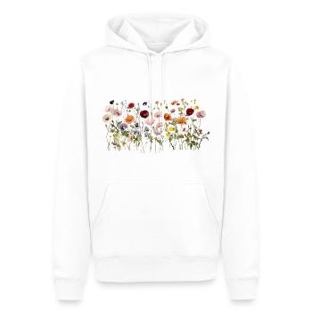 Wilde Blumenwiese – Natürliche Aquarellblüten - Männer Premium Bio Hoodie - Weiß - Vorne - Nico (187cm)
