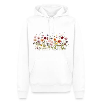 Prairie de fleurs sauvages – Fleurs d’aquarelle naturelles - Sweat à capuche Premium bio Homme - blanc - Devant - Nico (187cm)