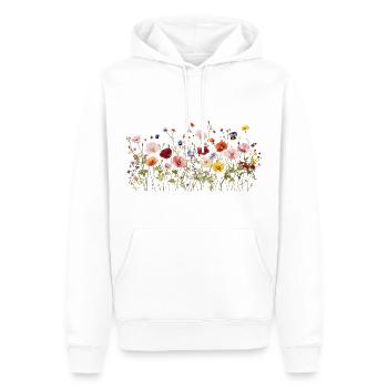 Wildflower Meadow - Natural Watercolor Blooms - Men’s Premium Organic Hoodie - white - Front - Nico (187cm)
