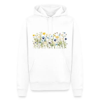 Wildflower Meadow - Natural Watercolor Blooms - Men’s Premium Organic Hoodie - white - Front - Nico (187cm)