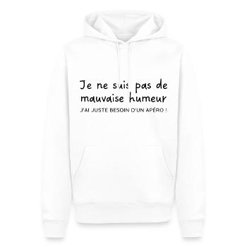 J'ai juste besoin d'un apéro | Idée cadeau - Sweat à capuche Premium bio Homme - blanc - Devant - Nico (187cm)