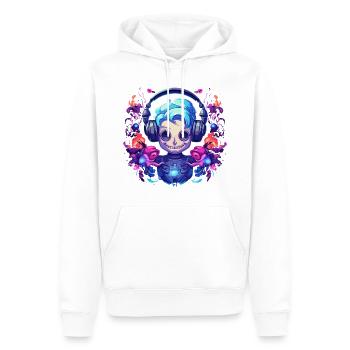 Synthwave Roboter Girl Design - Männer Premium Bio Hoodie - Weiß - Vorne - Nico (187cm)