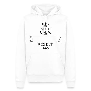 KEEP CALM der ... regelt - Männer Premium Bio Hoodie - Weiß - Vorne - Nico (187cm)