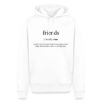 Dictionnaire de définition des amis - Sweat à capuche Premium bio Homme - blanc - Devant - Nico (187cm)