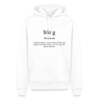 Bling (Clunker) Definition Dictionary - Men’s Premium Organic Hoodie - white - Front - Nico (187cm)