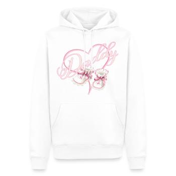 Papa avec fille coeur bébé chaussures rose - Sweat à capuche Premium bio Homme - blanc - Devant - Nico (187cm)