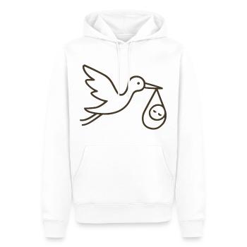Cigogne avec bébé enfant - Arrivée minimale de bébé - Sweat à capuche Premium bio Homme - blanc - Devant - Nico (187cm)