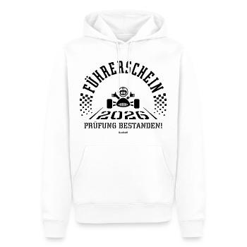 Permis de conduire 2026 – examen de conduite réussi ! (Noir) - Sweat à capuche Premium bio Homme - blanc - Devant - Nico (187cm)