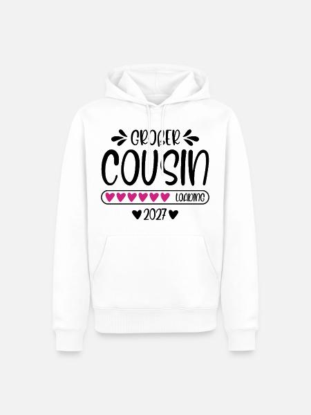 Großer Cousin 2027 loading Herzchen Ladebalken - Männer Premium Bio Hoodie - Weiß