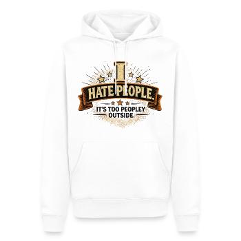 I Hate People Funny Introvert Quote - Men’s Premium Organic Hoodie - white - Front - Nico (187cm)