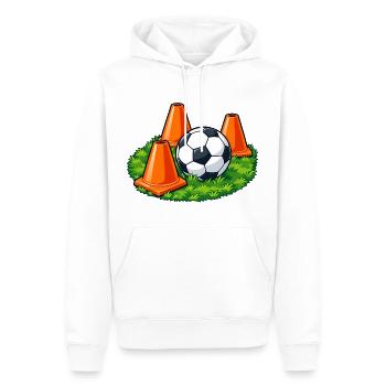 Fußball-Trainingskegel - Männer Premium Bio Hoodie - Weiß - Vorne - Nico (187cm)