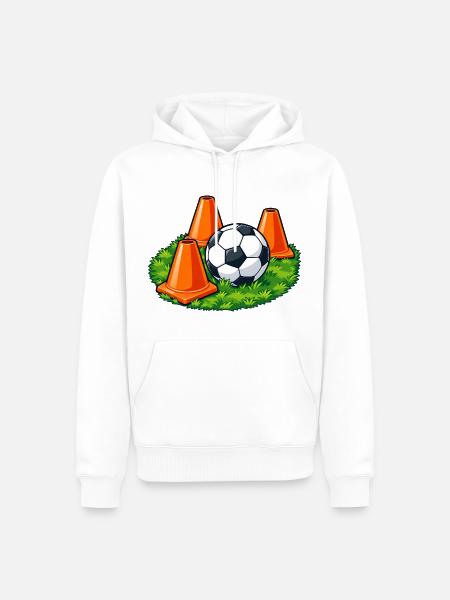 Fußball-Trainingskegel - Männer Premium Bio Hoodie - Weiß