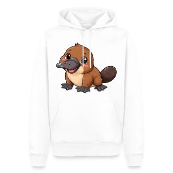 Schnabeltier Kawaii Style – Süßes Australienmotiv - Männer Premium Bio Hoodie - Weiß - Vorne - Nico (187cm)
