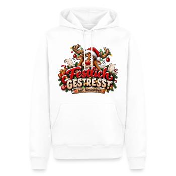 Weihnachtsmotiv Rentier gestresst Weihnachtsstress - Männer Premium Bio Hoodie - Weiß - Vorne - Nico (187cm)