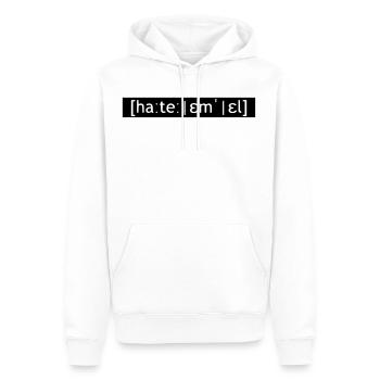 HTML / CSS LOUD FONT - SIMPLE - Sweat à capuche Premium bio Homme - blanc - Devant - Nico (187cm)