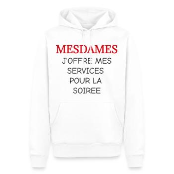 Mesdames j'offre mes services pour la soirée - Sweat à capuche Premium bio Homme - blanc - Devant - Nico (187cm)