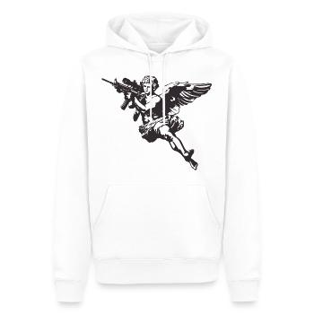 Angle du fusil - Sweat à capuche Premium bio Homme - blanc - Devant - Nico (187cm)