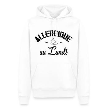 Allergique au Lundi - Sweat à capuche Premium bio Homme - blanc - Devant - Nico (187cm)