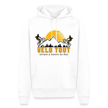 Vélo tout terrain à travers les bois - Sweat à capuche Premium bio Homme - blanc - Devant - Nico (187cm)