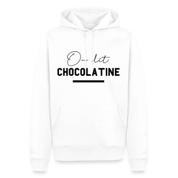 On Dit Chocolatine - Sweat à capuche Premium bio Homme - blanc - Devant - Nico (187cm)