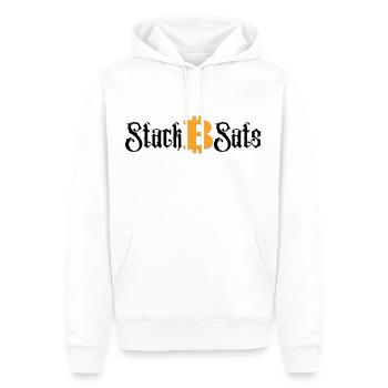 Stack Sats Bitcoin - Männer Premium Bio Hoodie - Weiß - Vorne - Nico (187cm)