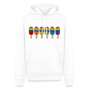Eis essen - Regenbogen - bunt - Sommer - Eis - Männer Premium Bio Hoodie - Weiß - Vorne - Nico (187cm)