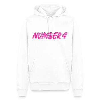 Numéro 4 - quatre - quatrième - quatrième - 4 - numéro 4 - Sweat à capuche Premium bio Homme - blanc - Devant - Nico (187cm)