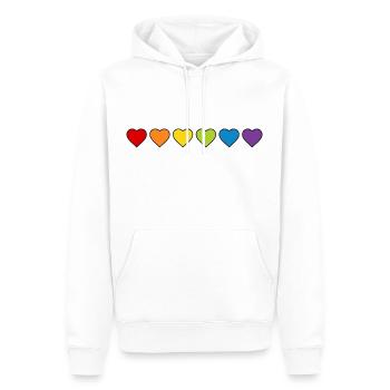 LGBT CSD LGBTQ+ HERZ REGENBOGEN HERZEN PRIDE MONTH - Männer Premium Bio Hoodie - Weiß - Vorne - Nico (187cm)