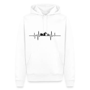 Herzschlag Chopper Motorrad - Männer Premium Bio Hoodie - Weiß - Vorne - Nico (187cm)