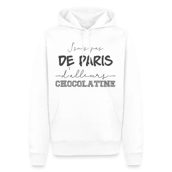 Pain au chocolat VS Chocolatine - Sweat à capuche Premium bio Homme - blanc - Devant - Nico (187cm)